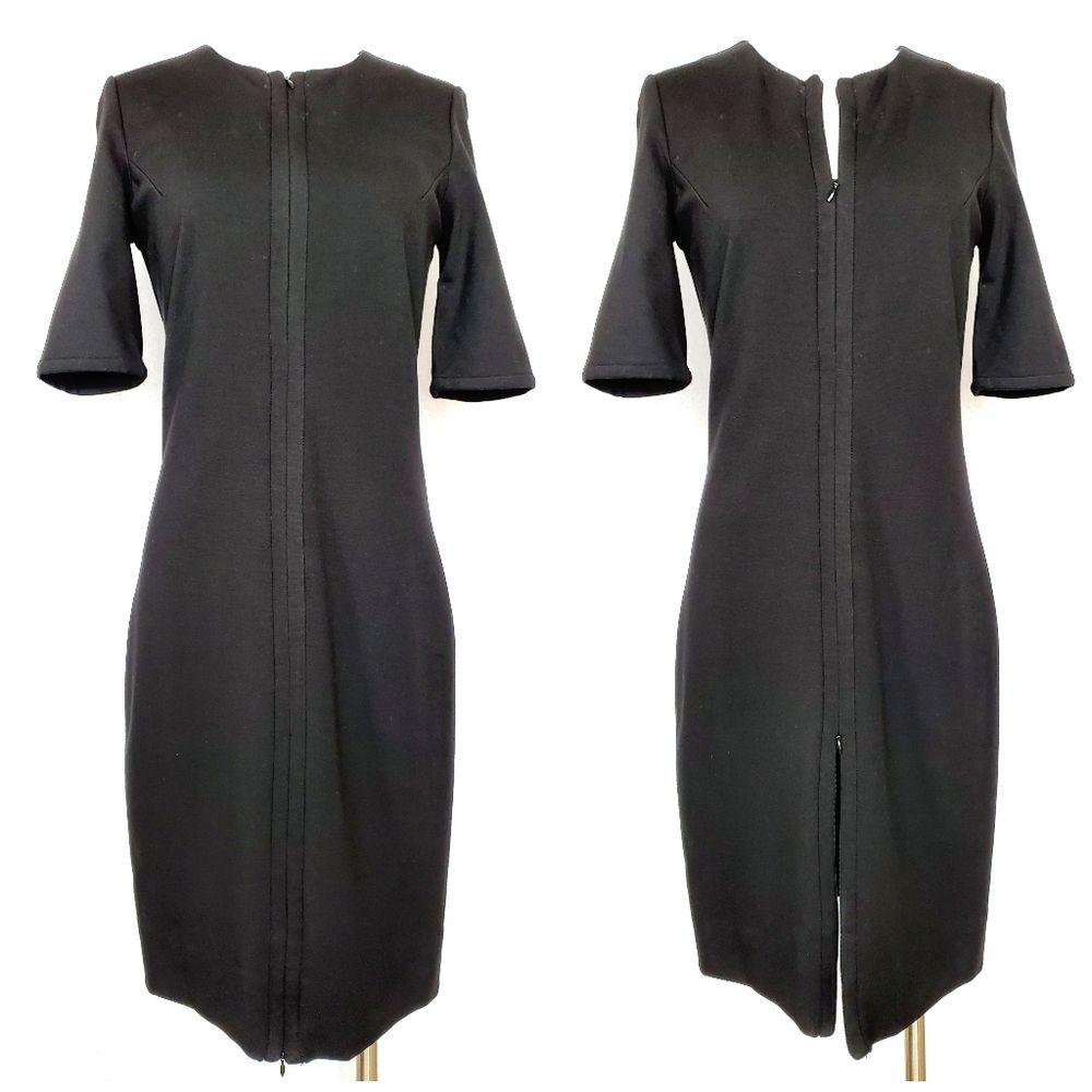 Diane von Furstenberg Saturn Sheath Dress Front zip Black Cocktail new
